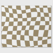 Papier Cadeau Or psychédélique rétro ondulé à damiers Motif (Plat)