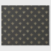 Papier Cadeau or Queen Bee sur noir (Plat)