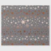 Papier Cadeau Or rose de Noël de motif élégant de flocon de (Plat)