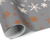 Papier Cadeau Or rose de Noël de motif élégant de flocon de (Coin rond)