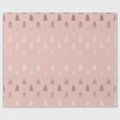 Papier Cadeau Or rose élégant et motif rose d'arbre de Noël (Plat)