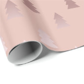 Papier Cadeau Or rose élégant et motif rose d'arbre de Noël (Coin rond)