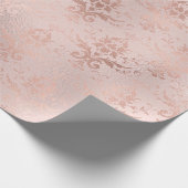 Papier Cadeau Or rose et damas rose saumon (Coin)