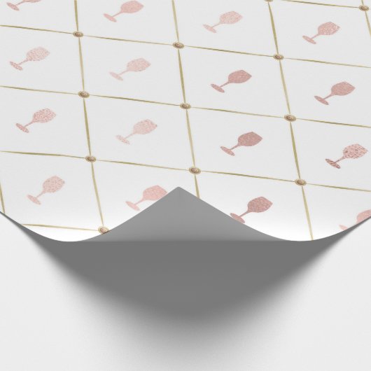 Papier Cadeau Or rose et vin français thème or (Coin)