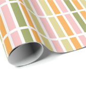 Papier Cadeau Or rose orange et rayures vertes (Coin rond)