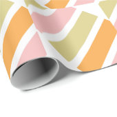 Papier Cadeau Or rose orange et rayures vertes (Coin rond)