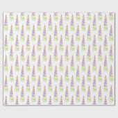 Papier Cadeau Or rose pourpre Lime Unicorne Anniversaire (Plat)