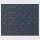 Papier Cadeau Or, stars rouges, snowflakes on blue. Solive (Plat)