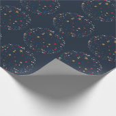 Papier Cadeau Or, stars rouges, snowflakes on blue. Solive (Coin)