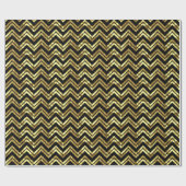 Papier Cadeau Or sur le Zigzag noir Chevron Motif géométrique (Plat)