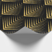 Papier Cadeau Or sur Motif Art déco géométrique noir (Coin)