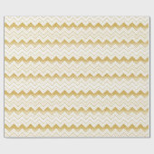 Papier Cadeau Or sur Motif Chevron Blanc (Plat)