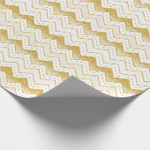 Papier Cadeau Or sur Motif Chevron Blanc (Coin)