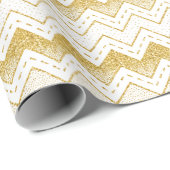 Papier Cadeau Or sur Motif Chevron Blanc (Coin rond)