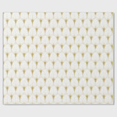 Papier Cadeau Or sur Motif géométrique Art déco blanc (Plat)