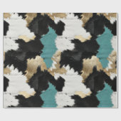 Papier Cadeau Or Turquoise, Blanc Noir (Plat)