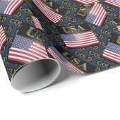 PAPIER CADEAU OR USA (Coin rond)