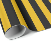 Papier Cadeau Or vertical et rayures noires (Coin rond)