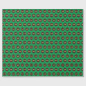 Papier Cadeau Or VIP sur motif en cercle noir sur vert (Plat)