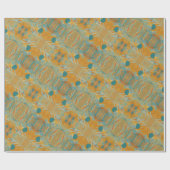 Papier Cadeau orange abstrait et turquoise (Plat)