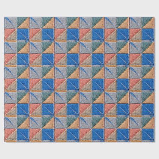 Papier Cadeau orange and blue quilt (Plat)