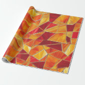 Papier Cadeau Orange and gold Stained Glass Mosaic Pattern (Déroulé)