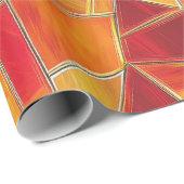 Papier Cadeau Orange and gold Stained Glass Mosaic Pattern (Coin rond)