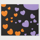 Papier Cadeau orange and purple heart pattern (Plat)
