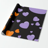 Papier Cadeau orange and purple heart pattern (Déroulé)
