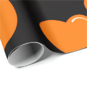 Papier Cadeau orange and purple heart pattern (Coin rond)