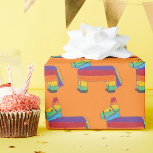 Papier Cadeau Orange arc-en-ciel Donkey Pinata Fiesta Party Anim (Fête d'anniversaire)