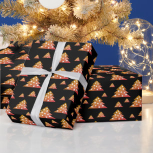 Papier Cadeau Orange Black Christmas Tree Motif de vacances