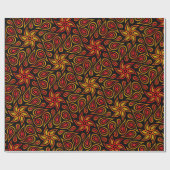 Papier Cadeau Orange Black Floral Paisley Motif Cool moderne (Plat)