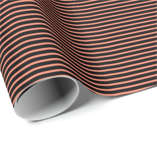 Papier Cadeau Orange Black Stripes Automne Halloween Holiday 202 (Coin rond)