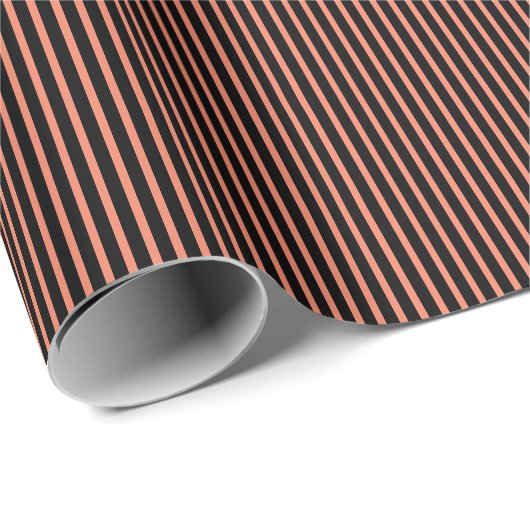 Papier Cadeau Orange Black Stripes Automne Halloween Holiday Cut (Coin rond)