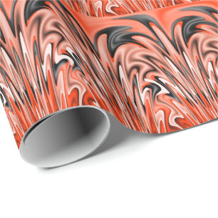 Papier Cadeau Orange blanc et noir flamboyant