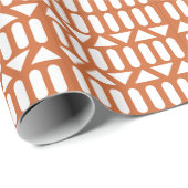 Papier Cadeau Orange Blanc Géométrique Moderne (Coin rond)