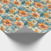 Papier Cadeau Orange bleu fleur (Coin)