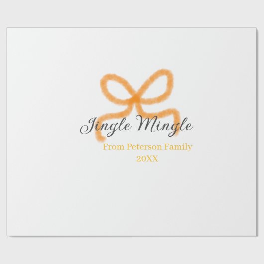 Papier Cadeau Orange bow jingle Mingle retro boho family namdate (Plat)