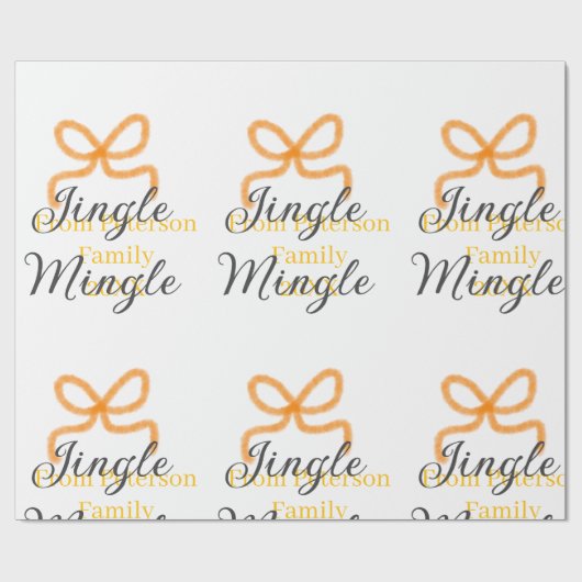 Papier Cadeau Orange bow jingle Mingle retro boho family namdate (Plat)