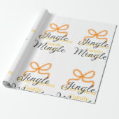Papier Cadeau Orange bow jingle Mingle retro boho family namdate (Déroulé)