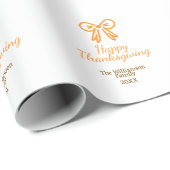Papier Cadeau Orange bow retro bon thanksgiving ajouter famille (Coin rond)