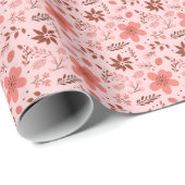 Papier Cadeau Orange Brown Floral Botanique Moderne Noël (Coin rond)