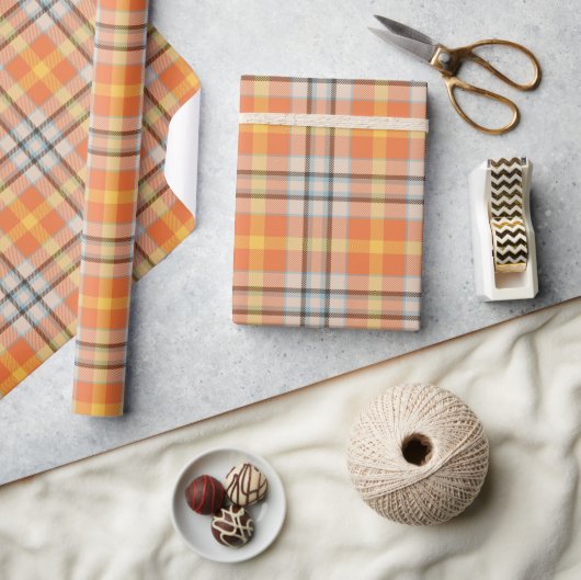 Papier Cadeau Orange Carreaux (Artisanat)