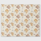 Papier Cadeau Orange Cat in a Backpack, Stars, and Yarn (Plat)