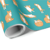 Papier Cadeau Orange Cats Funny (Coin rond)
