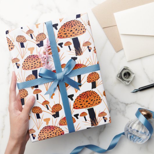 Papier Cadeau Orange Champignons Automne Motif d'automne (Cadeaux)