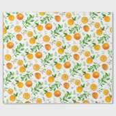 Papier Cadeau Orange Citrus été Floral Motif botanique (Plat)