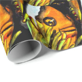 Papier Cadeau Orange Clown Poisson aquarelle peinture d'art orig (Coin rond)