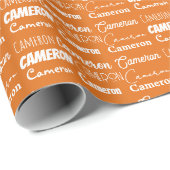 Papier Cadeau Orange Custom Typography Collage Anniversaire (Coin rond)